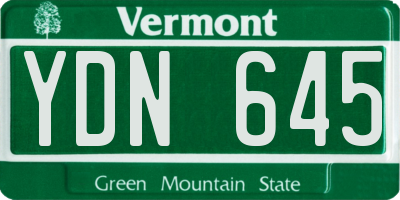 VT license plate YDN645