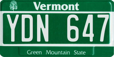 VT license plate YDN647