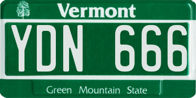 VT license plate YDN666