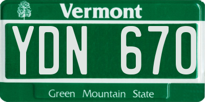 VT license plate YDN670