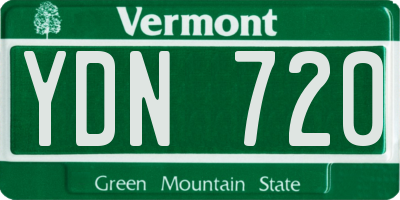 VT license plate YDN720