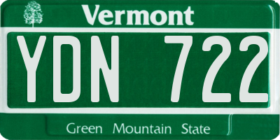 VT license plate YDN722