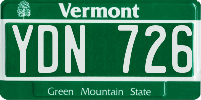 VT license plate YDN726
