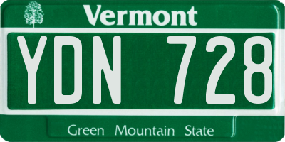 VT license plate YDN728