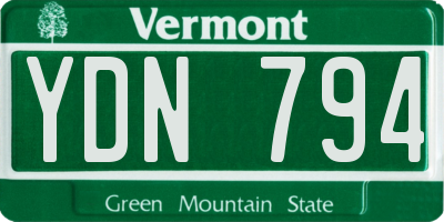 VT license plate YDN794