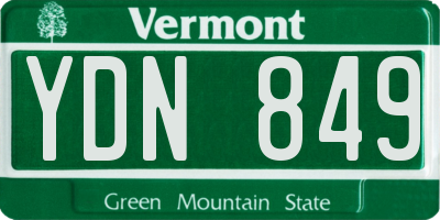 VT license plate YDN849