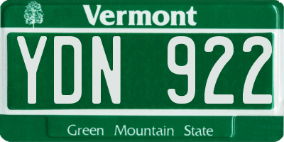 VT license plate YDN922
