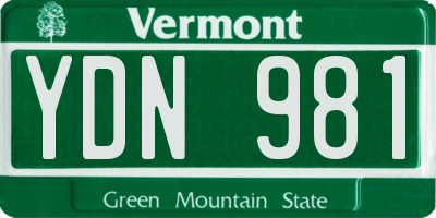 VT license plate YDN981