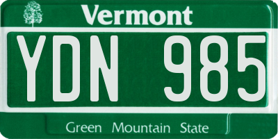 VT license plate YDN985