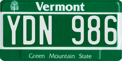 VT license plate YDN986