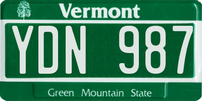 VT license plate YDN987