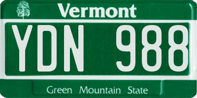 VT license plate YDN988