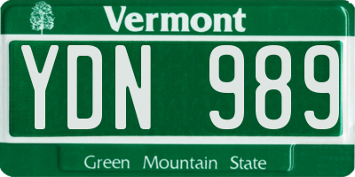 VT license plate YDN989