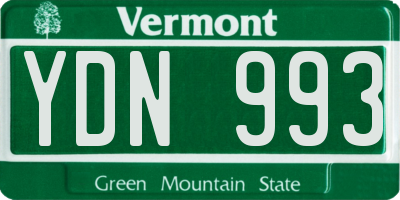 VT license plate YDN993