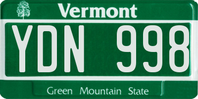 VT license plate YDN998