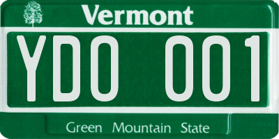VT license plate YDO001