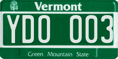VT license plate YDO003
