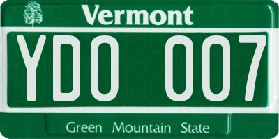 VT license plate YDO007