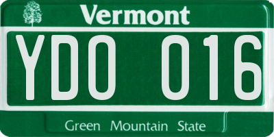 VT license plate YDO016