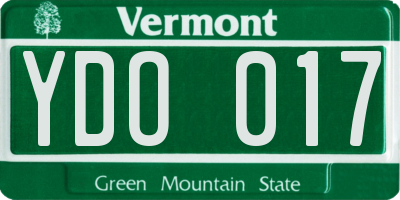 VT license plate YDO017