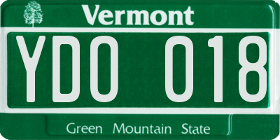 VT license plate YDO018