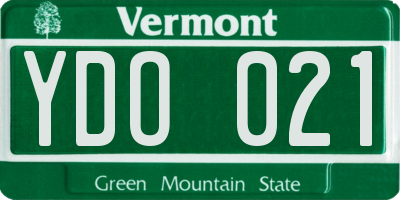 VT license plate YDO021
