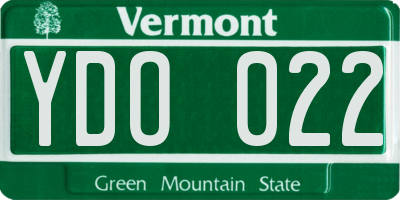 VT license plate YDO022