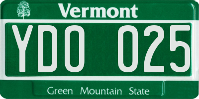 VT license plate YDO025