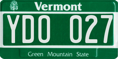 VT license plate YDO027