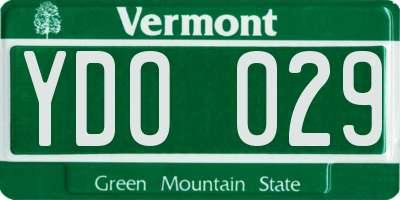 VT license plate YDO029