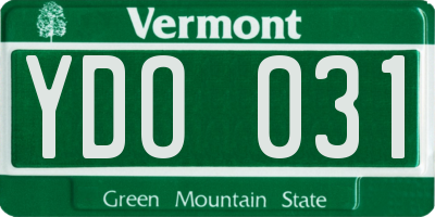 VT license plate YDO031