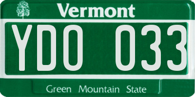 VT license plate YDO033