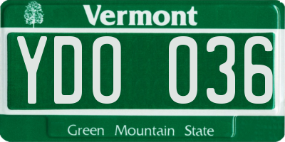 VT license plate YDO036