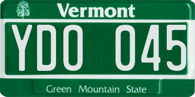 VT license plate YDO045