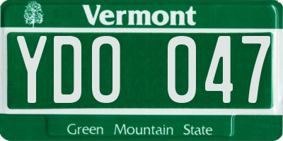 VT license plate YDO047