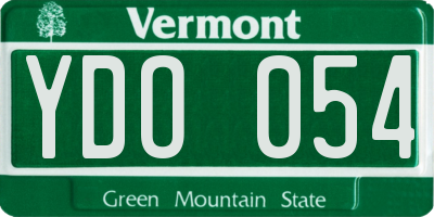 VT license plate YDO054