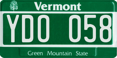 VT license plate YDO058