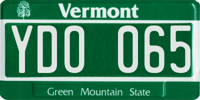 VT license plate YDO065