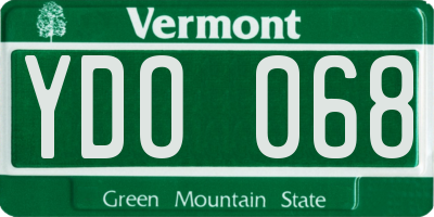 VT license plate YDO068