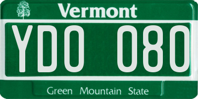 VT license plate YDO080