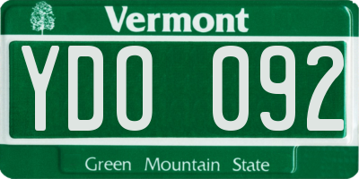 VT license plate YDO092