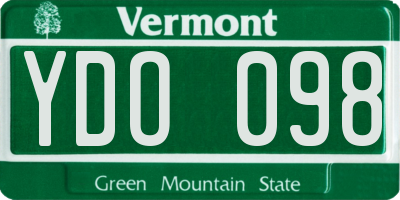 VT license plate YDO098