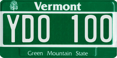 VT license plate YDO100