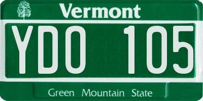 VT license plate YDO105
