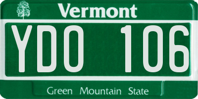 VT license plate YDO106