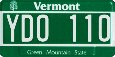 VT license plate YDO110