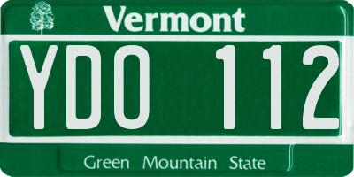VT license plate YDO112