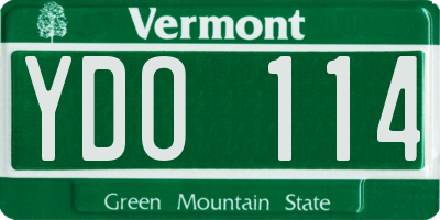 VT license plate YDO114