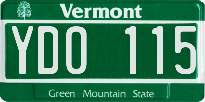 VT license plate YDO115
