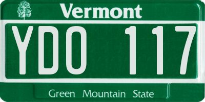 VT license plate YDO117